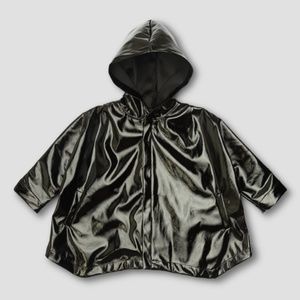 New AFTON STREET Black Shiny Raincoat Jacket NWT